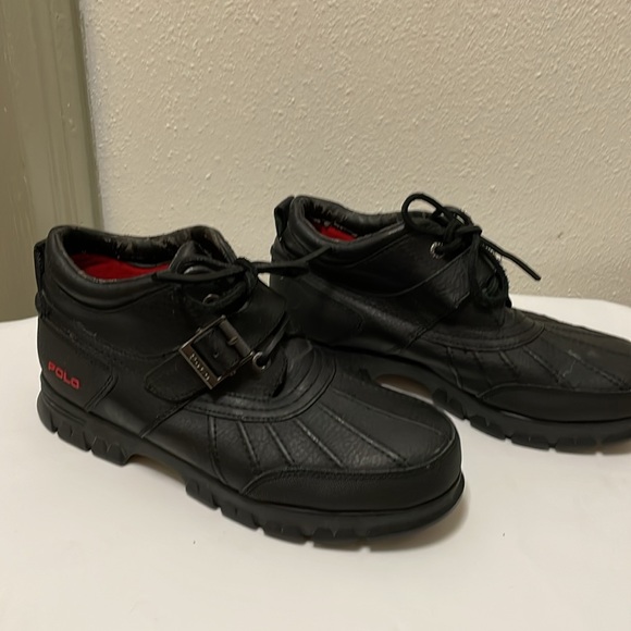 Polo Ralph Lauren Dress Shoes Mens Black Leather Duck Boots Size 10D - Picture 16 of 17